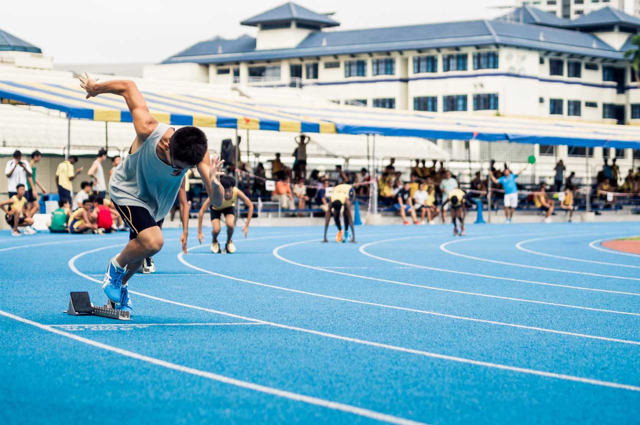 Two Running Lanes Set Up For Sprinters