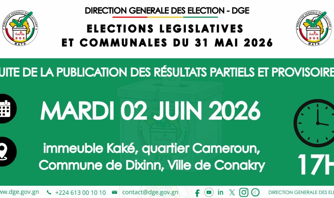 Suite de la publication des résultats partiels des élections de mai – mardi 02 juin à 17h