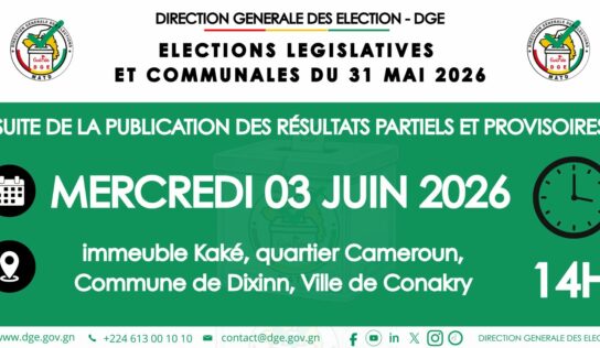 Suite de la publication des résultats partiels des élections de mai ce 03 juin à 14h