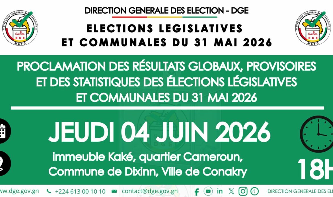 Proclamation des résultats globaux provisoires et des statistiques des législatives et communales : ce 4 juin à 18h