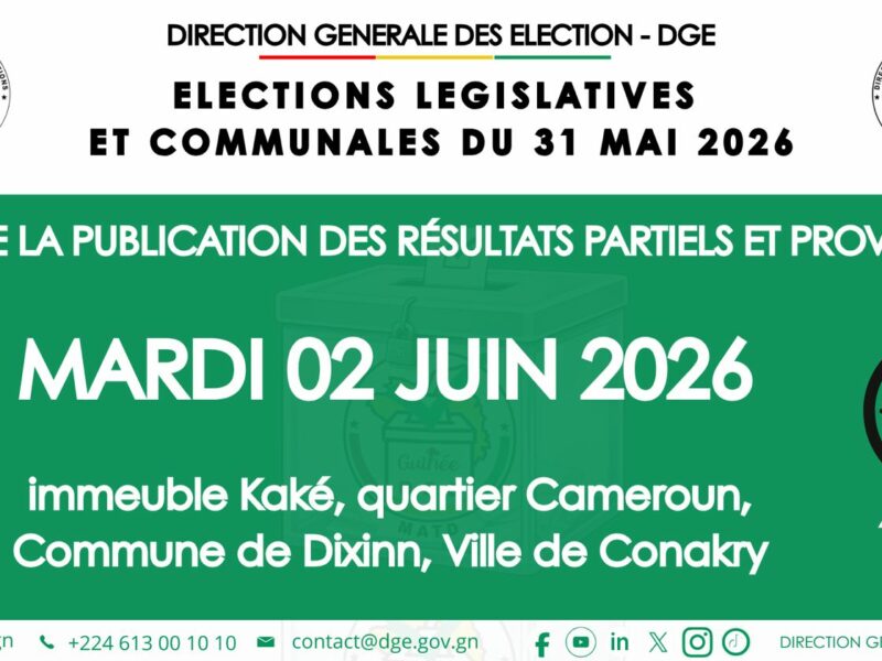 Suite de la publication des résultats partiels des élections de mai – mardi 02 juin à 17h